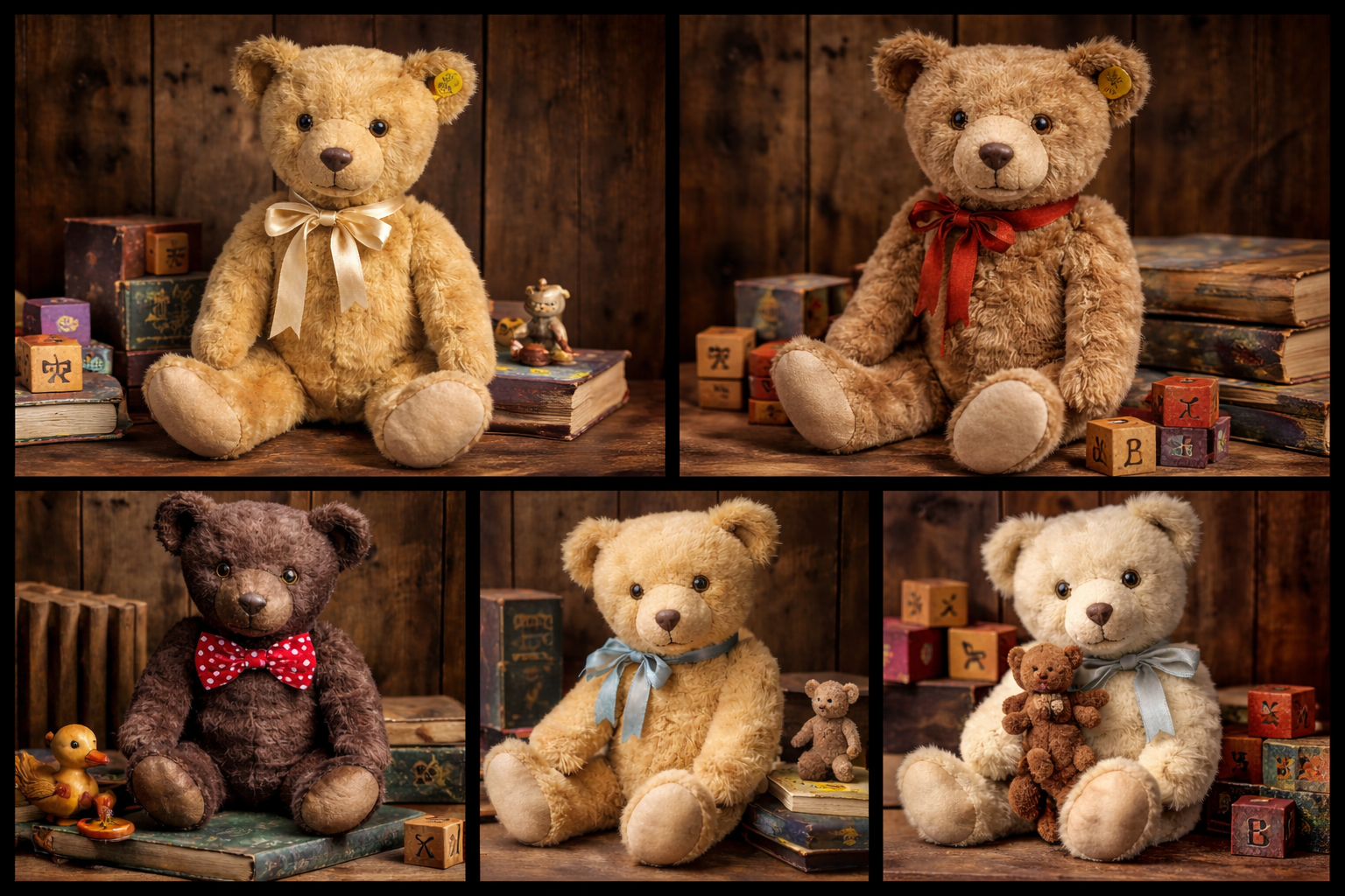 1950s Steiff Mohair Bear - Cream Ribbon